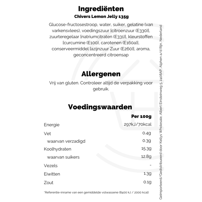 Chivers Lemon Jelly 12x135g