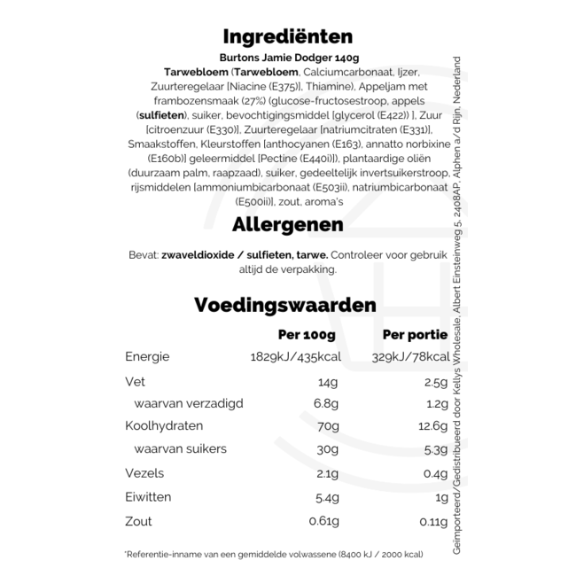 Burtons Jammie Dodgers 18x140g