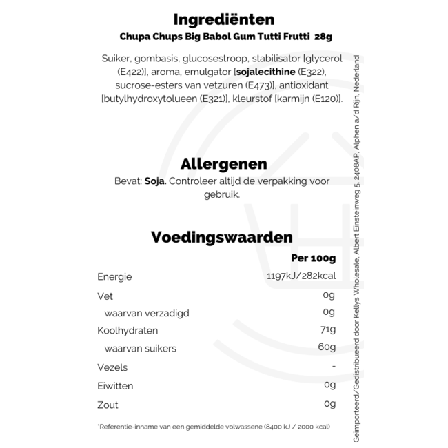 Chupa Chups Big Babol Gum Tutti Frutti 20x28g