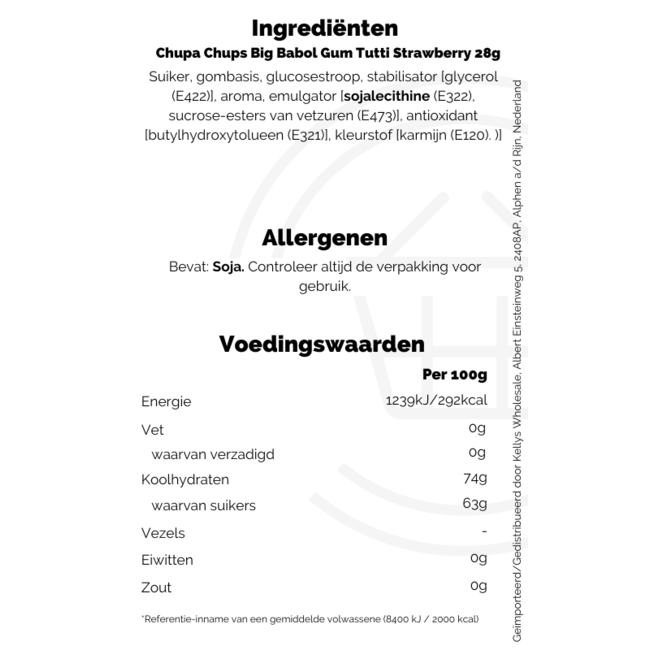 Chupa Chups Big Babol Gum Tutti Strawberry 20x28g