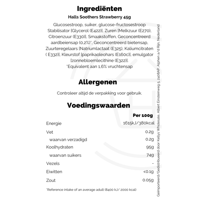 Halls Soothers Strawberry* 20x45g