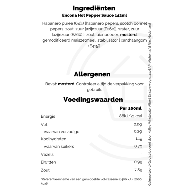Encona Hot Pepper Sauce 6x142ml