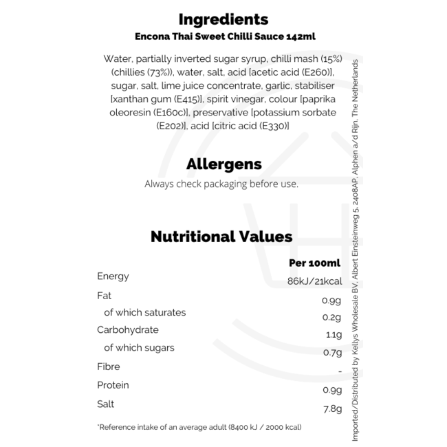 Encona Thai Sweet Chilli Sauce 6x142ml