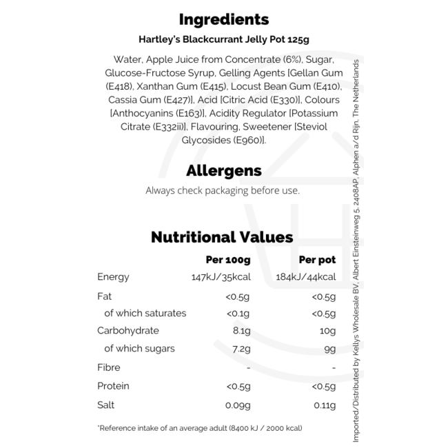 Hartleys Blackcurrant Jelly 12x125g