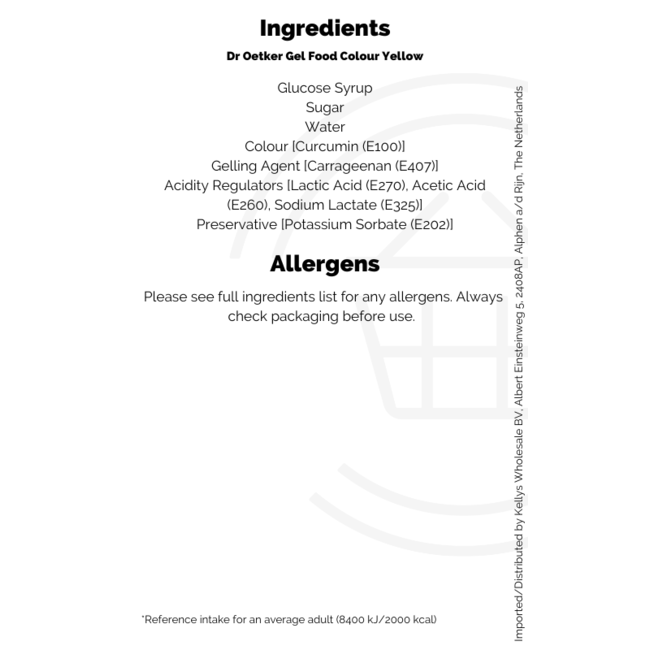 Dr Oetker Food Colour Gel Yellow 6x15g