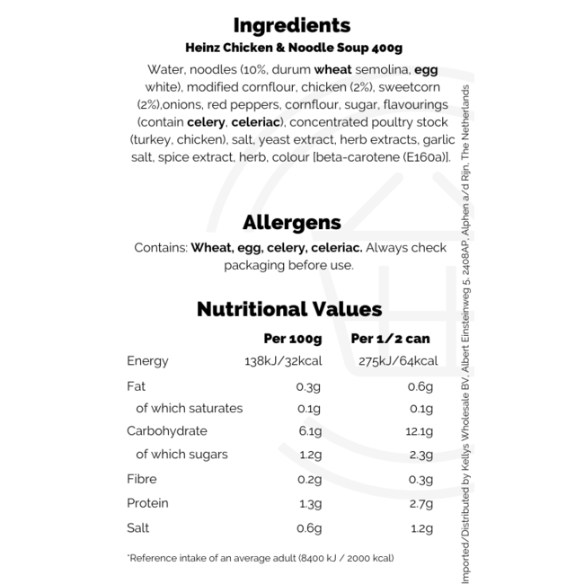 Heinz Chicken & Noodle Soup 24x400g