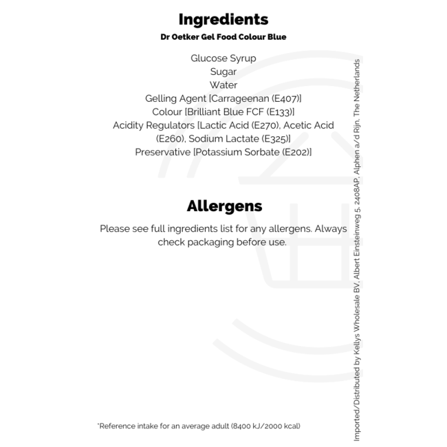 Dr Oetker Food Colour Gel Blue 6x15g British Baking Kellys