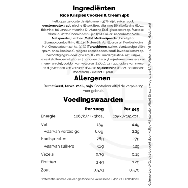 Rice Krispies 4pk Cookies & Cream 11x136g