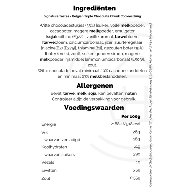 Signature Belgian White Chocolate Cookies 12x200g