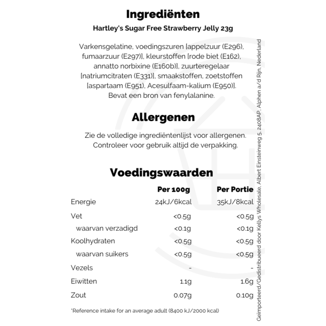Hartley's Sugar Free Strawberry Jelly 12x23g