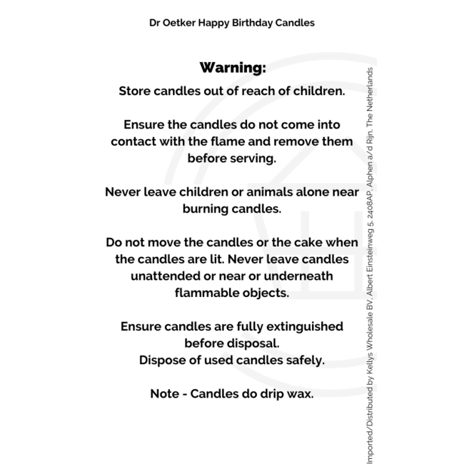 Dr Oetker Happy Birthday Candles 10x1s