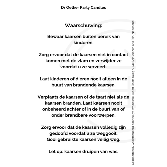 Dr Oetker Party Candles 15x18s