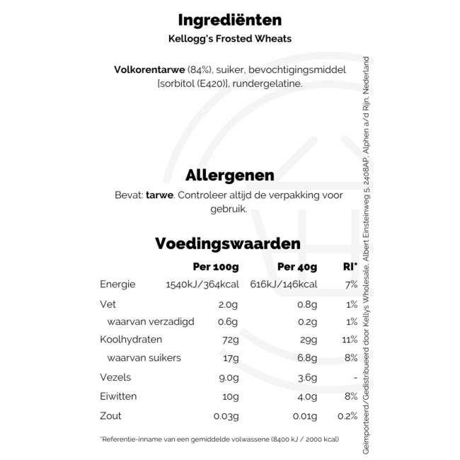 Kellogg's Frosted Wheats 8x500g