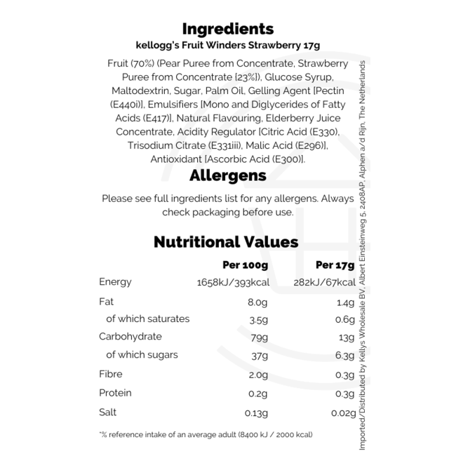 Kellogg's Fruit Winders Strawberry PM50p 30x17g