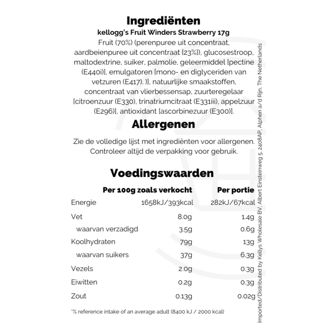 Kellogg's Fruit Winders Strawberry PM50p 30x17g