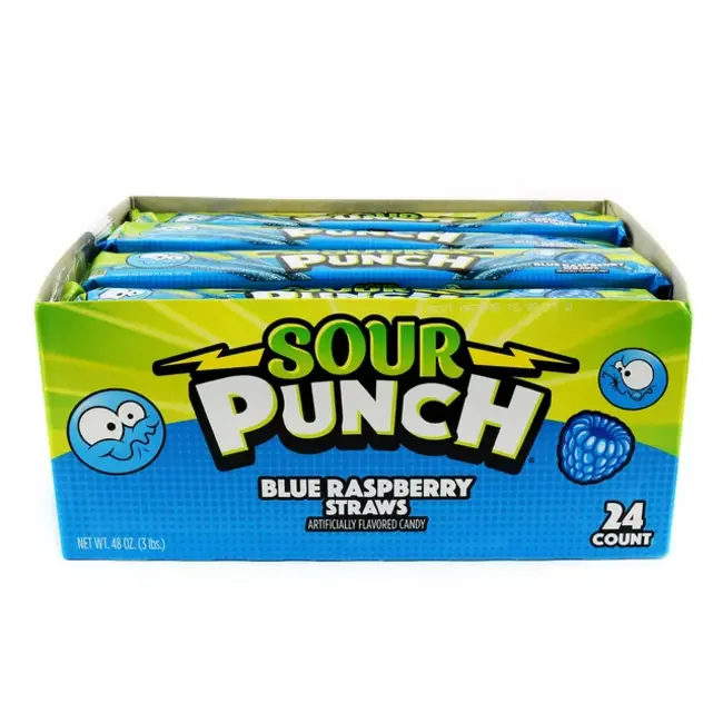 Sour Punch Sour Punch Blue Raspberry Straws 24x57g