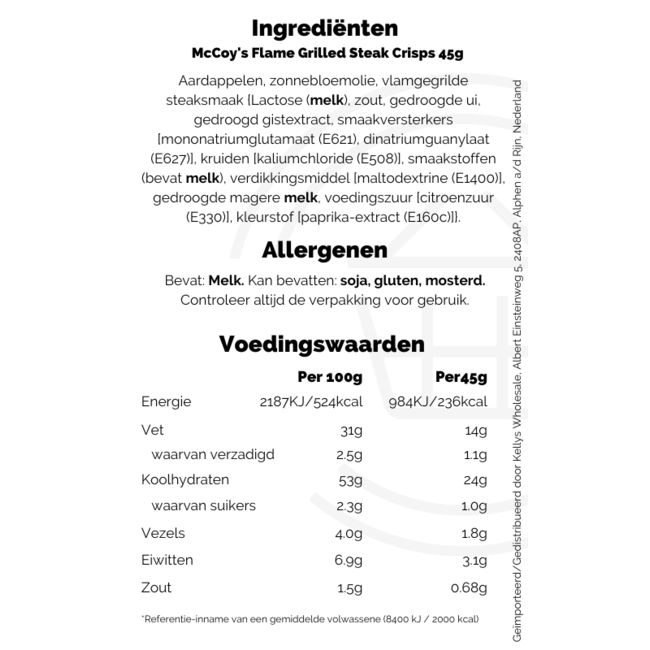 McCoy's Flame Grilled Steak Crisps 36x45g