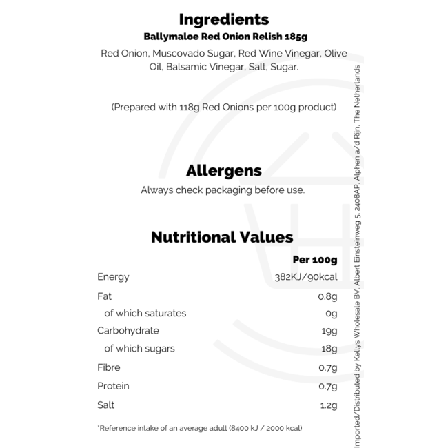 Ballymaloe Red Onion Relish 12x185g