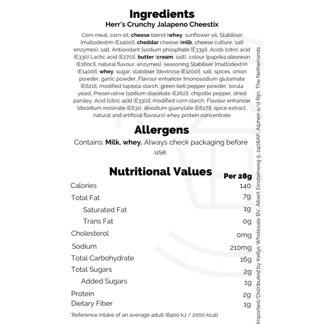 Herr's Crunchy Jalapeno Cheestix 8x227g