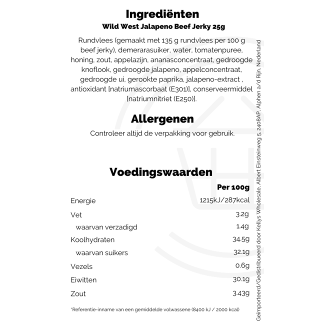 Wild West Jalapeno Beef Jerky 16x25g