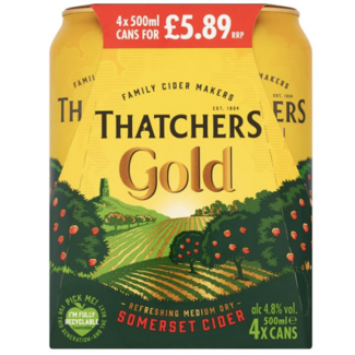 Thatchers Cider Thatchers Gold Cider 4Pk PM 5.89 Abv 4.8% 6x4x500ml (24units)