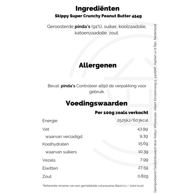 Skippy Crunchy Peanut Butter 6x454g