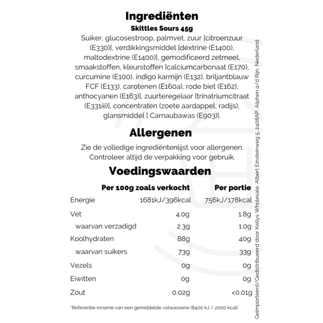 Skittles Sours PM£0.65p 36x45g
