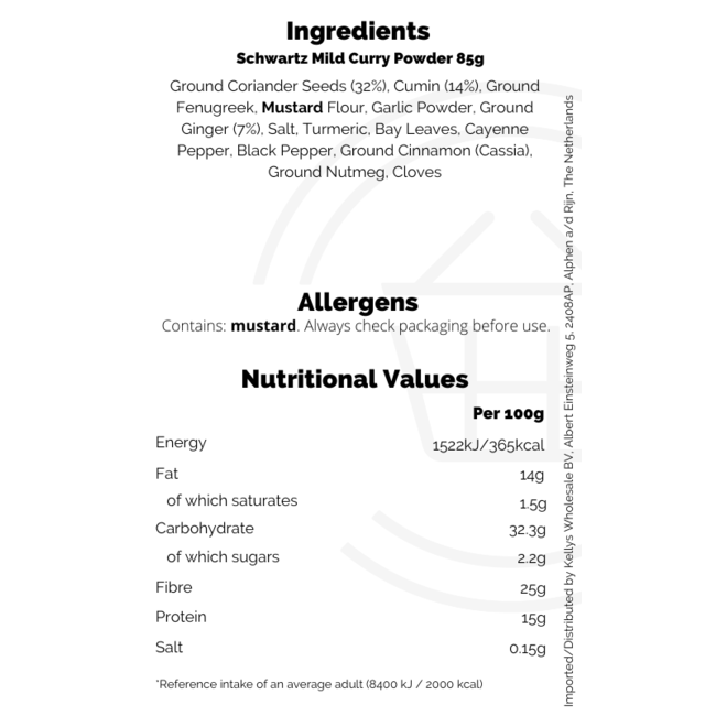 Schwartz Curry Powder Mild 6x85g
