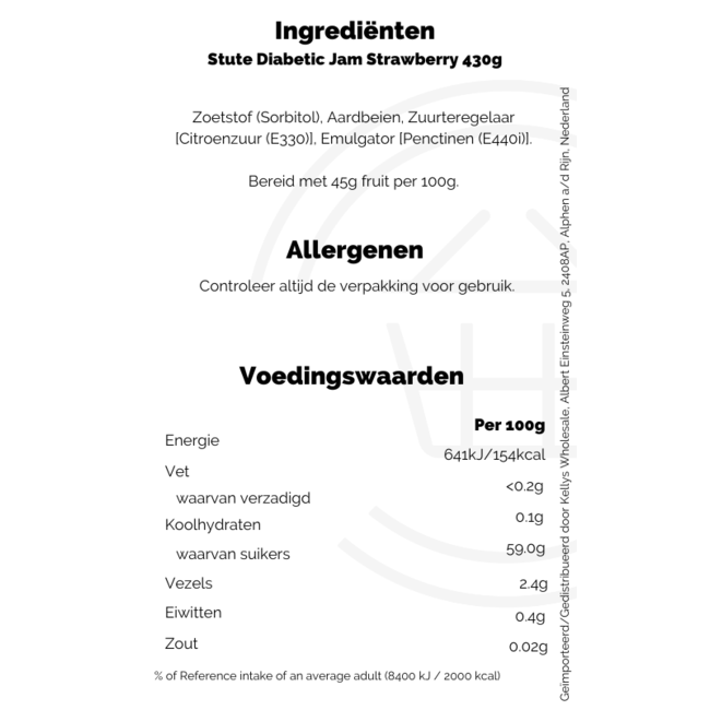 Stute Diabetic Jam Strawberry 6x430g