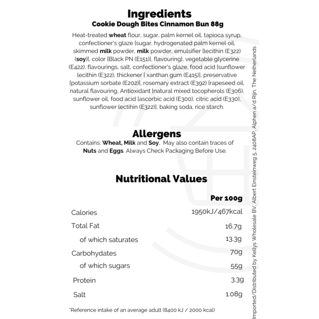 Cookie Dough Bites Cinnamon Bun 12x88g