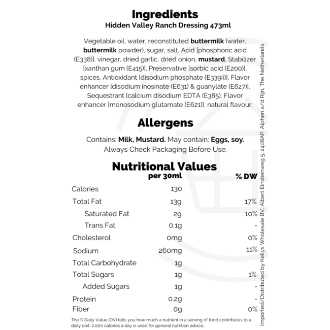 Hidden Valley Ranch Dressing 6x473ml