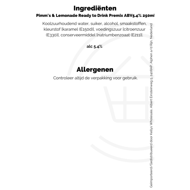 Pimm's & Lemonade Ready to Drink Premix ABV5.4% 12x250ml