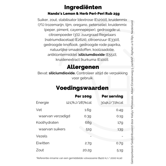 Nando's Lemon & Herb Peri-Peri Rub 12x25g