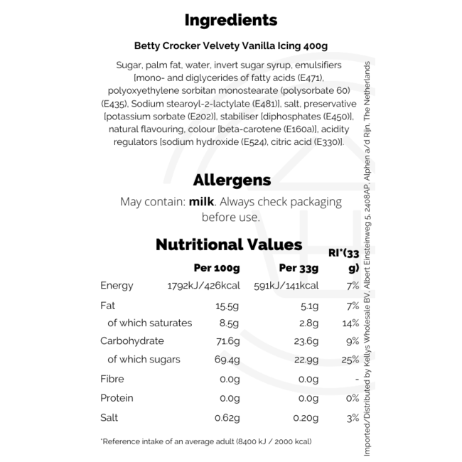 Betty Crocker Vanilla Icing 6x400g