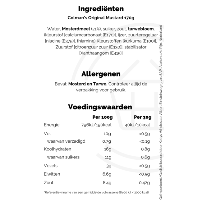 Colman's Original Mustard 8x170g