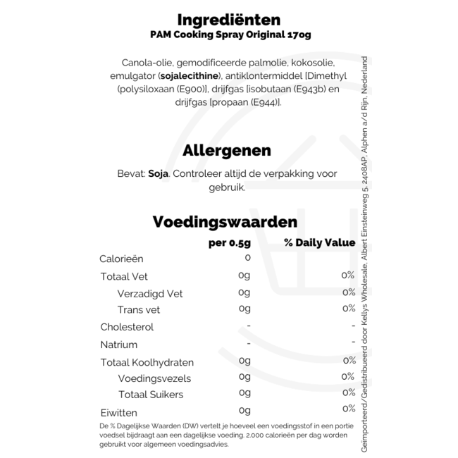 PAM Original Cooking Spray 12x170g