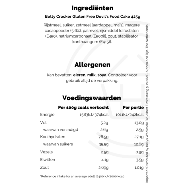 Betty Crocker Gluten Free Devil's Food Cake Mix 6x425g