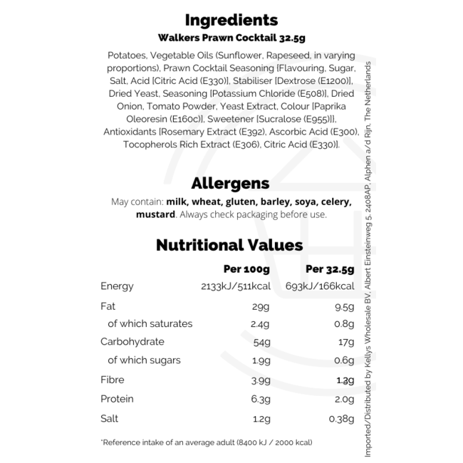 Walkers Prawn Cocktail 32x32.5g