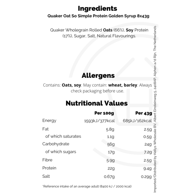 Quaker Oat So Simple Protein Golden Syrup 6x8x43g