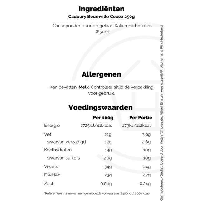 Cadbury Bournville Cocoa 12x250g