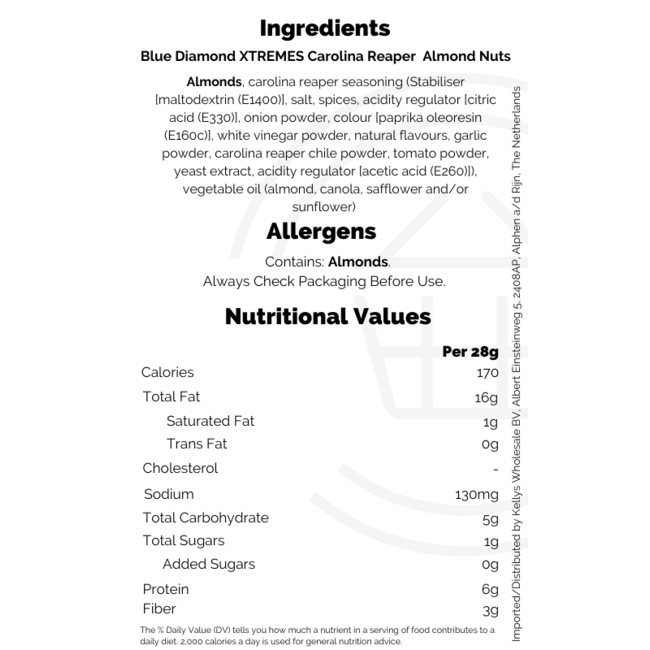 Blue Diamond Xtremes Carolina Reaper 12x170g Almond Nuts