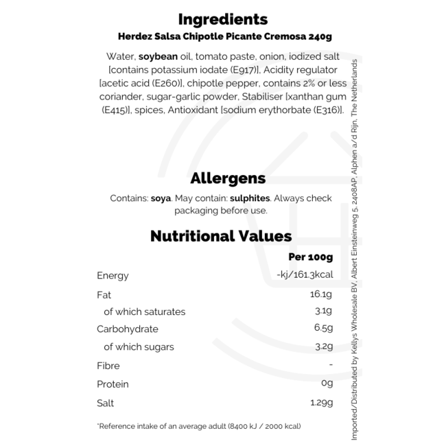 Herdez Salsa Chipotle Picante Cremosa 12x240g
