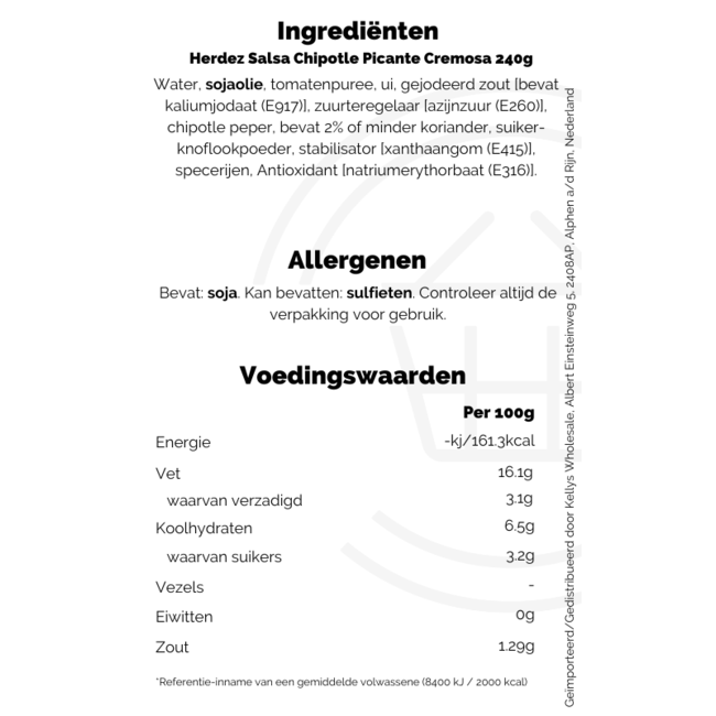 Herdez Salsa Chipotle Picante Cremosa 12x240g