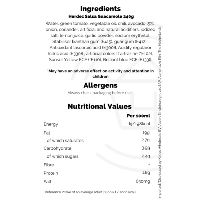 Herdez Salsa Guacamole 12x240g