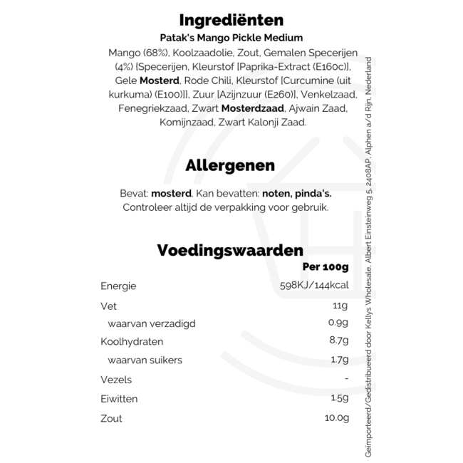 Patak's Mango Pickle Medium 6x283g