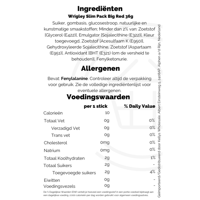 Wrigley Slim Pack Big Red 10x36g