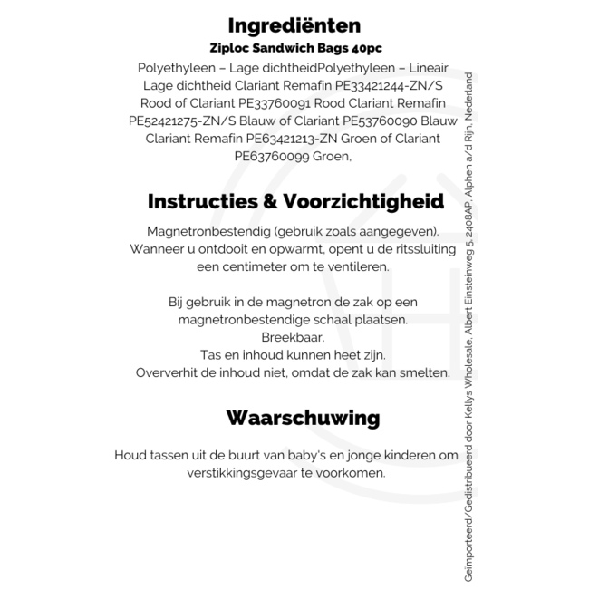 Ziploc Sandwich Bags 12x40pc