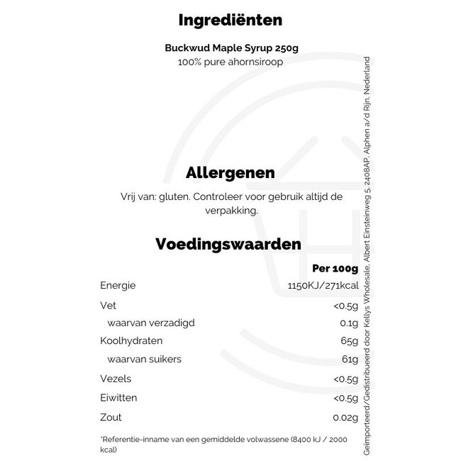 Buckwud Maple Syrup 6x250g