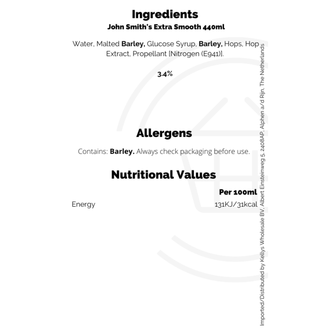 John Smiths Extra Smooth 4pk 3.4% 6x4x440ml (24units)