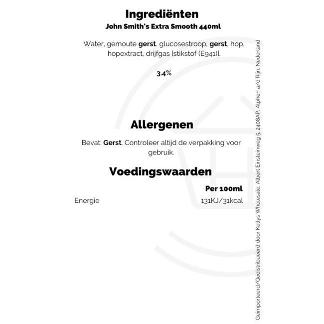 John Smiths Extra Smooth 4pk 3.4% 6x4x440ml (24units)